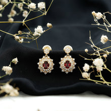 Load image into Gallery viewer, Real 0.8 Carat Rhodolite Drop Earrings with Lab Diamond for Women