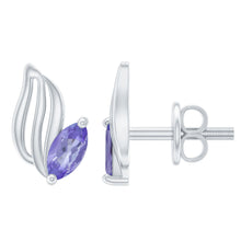 Load image into Gallery viewer, Natural Marquise Tanzanite Leaf Earrings with Screw Back