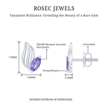 Load image into Gallery viewer, Natural Marquise Tanzanite Leaf Earrings with Screw Back