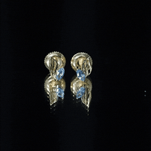 Load image into Gallery viewer, Natural Swiss Blue Topaz Leaf Earrings in Silver
