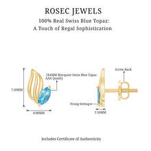 Load image into Gallery viewer, Natural Swiss Blue Topaz Leaf Earrings in Silver