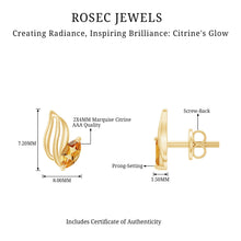 Load image into Gallery viewer, Nature Inspired Citrine Leaf Earrings in Gold Plated Silver