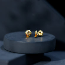 Load image into Gallery viewer, Nature Inspired Citrine Leaf Earrings in Gold Plated Silver