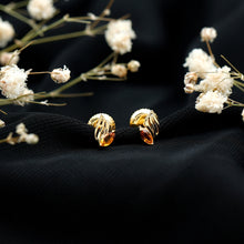 Load image into Gallery viewer, Nature Inspired Citrine Leaf Earrings in Gold Plated Silver