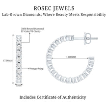 Load image into Gallery viewer, Lab Grown Diamond Hoop Earrings with Screw Back