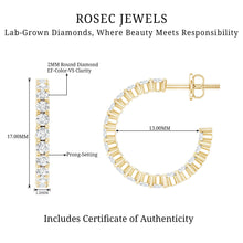 Load image into Gallery viewer, Lab Grown Diamond Hoop Earrings with Screw Back