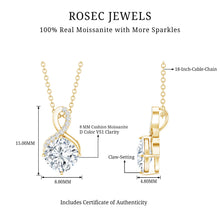 Load image into Gallery viewer, Yellow Gold Plated Silver 3.15 Carat Cushion Cut Moissanite Infinity Necklace