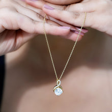 Load image into Gallery viewer, Yellow Gold Plated Silver 3.15 Carat Cushion Cut Moissanite Infinity Necklace