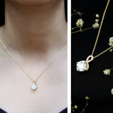 Load image into Gallery viewer, Yellow Gold Plated Silver 3.15 Carat Cushion Cut Moissanite Infinity Necklace