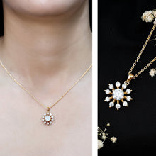 Load image into Gallery viewer, Certified Moissanite Snowflake Necklace in Yellow Gold Plated Silver