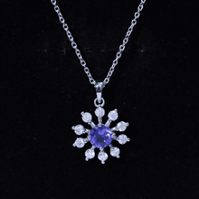Load image into Gallery viewer, Certified Genuine Tanzanite Snowflake Necklace with Silver Chain