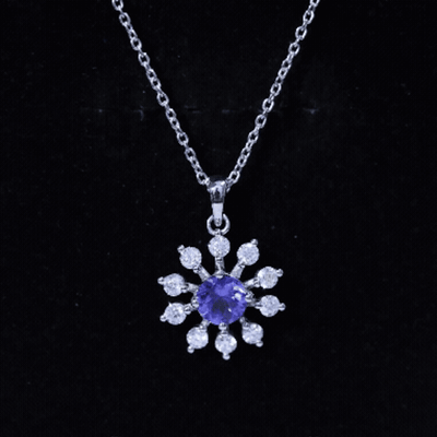 Certified Genuine Tanzanite Snowflake Necklace with Silver Chain