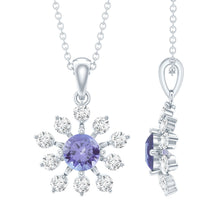 Load image into Gallery viewer, Certified Genuine Tanzanite Snowflake Necklace with Silver Chain