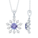 Certified Genuine Tanzanite Snowflake Necklace with Silver Chain