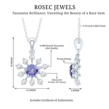 Load image into Gallery viewer, Certified Genuine Tanzanite Snowflake Necklace with Silver Chain