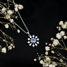 Load image into Gallery viewer, Certified Genuine Tanzanite Snowflake Necklace with Silver Chain