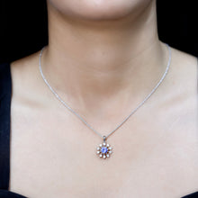 Load image into Gallery viewer, Certified Genuine Tanzanite Snowflake Necklace with Silver Chain