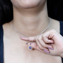 Load image into Gallery viewer, Certified Genuine Tanzanite Snowflake Necklace with Silver Chain