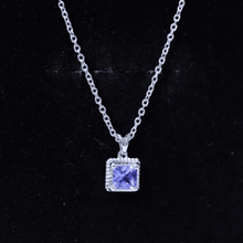 Load image into Gallery viewer, Genuine 0.7 Carat Tanzanite Solitaire Necklace With Silver Chain