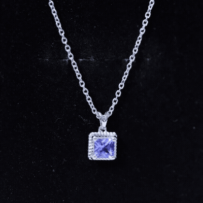 Genuine 0.7 Carat Tanzanite Solitaire Necklace With Silver Chain