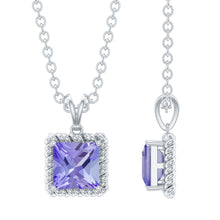 Load image into Gallery viewer, Genuine 0.7 Carat Tanzanite Solitaire Necklace With Silver Chain