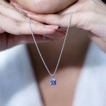 Load image into Gallery viewer, Genuine 0.7 Carat Tanzanite Solitaire Necklace With Silver Chain