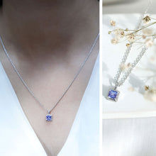 Load image into Gallery viewer, Genuine 0.7 Carat Tanzanite Solitaire Necklace With Silver Chain