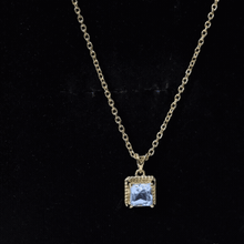 Load image into Gallery viewer, Sterling Silver Half Carat Princess Cut Sky Blue Topaz Pendant Necklace with Chain