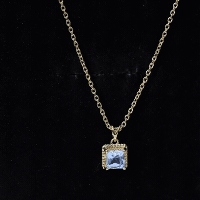 Sterling Silver Half Carat Princess Cut Sky Blue Topaz Pendant Necklace with Chain