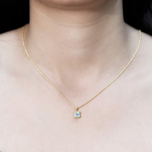 Load image into Gallery viewer, Sterling Silver Half Carat Princess Cut Sky Blue Topaz Pendant Necklace with Chain