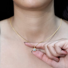 Load image into Gallery viewer, Sterling Silver Half Carat Princess Cut Sky Blue Topaz Pendant Necklace with Chain