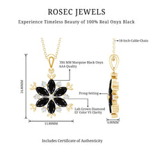 Load image into Gallery viewer, Certified Black Onyx Flower Pendant Necklace with Diamond