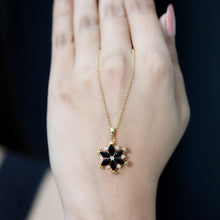 Load image into Gallery viewer, Certified Black Onyx Flower Pendant Necklace with Diamond