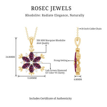Load image into Gallery viewer, Rhodolite Garnet Flower Necklace in Gold Plated Silver