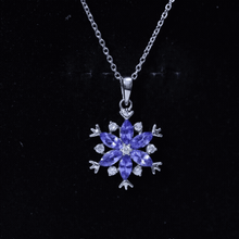 Load image into Gallery viewer, Natural Tanzanite Snowflake Necklace with Lab Diamond