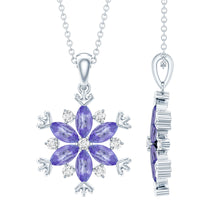 Load image into Gallery viewer, Natural Tanzanite Snowflake Necklace with Lab Diamond