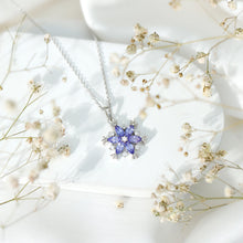 Load image into Gallery viewer, Natural Tanzanite Snowflake Necklace with Lab Diamond