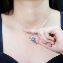 Load image into Gallery viewer, Natural Tanzanite Snowflake Necklace with Lab Diamond
