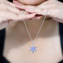 Load image into Gallery viewer, Natural Tanzanite Snowflake Necklace with Lab Diamond