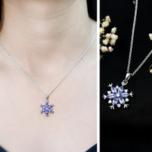 Load image into Gallery viewer, Natural Tanzanite Snowflake Necklace with Lab Diamond