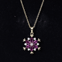 Load image into Gallery viewer, Certified Pink Tourmaline Flower Pendant Necklace with Silver Chain