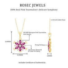 Load image into Gallery viewer, Certified Pink Tourmaline Flower Pendant Necklace with Silver Chain
