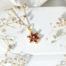Load image into Gallery viewer, Certified Pink Tourmaline Flower Pendant Necklace with Silver Chain