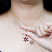 Load image into Gallery viewer, Certified Pink Tourmaline Flower Pendant Necklace with Silver Chain