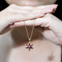 Load image into Gallery viewer, Certified Pink Tourmaline Flower Pendant Necklace with Silver Chain