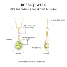 Load image into Gallery viewer, Certified Peridot and Diamond Teardrop Necklace in Gold Plated Silver