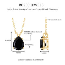Load image into Gallery viewer, Pear Shaped 2.75 Carat Lab Grown Black Diamond Teardrop Necklace with Chain