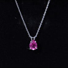 Load image into Gallery viewer, Certified 1.8 Carat Lab Grown Pink Sapphire Teardrop Necklace