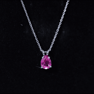 Certified 1.8 Carat Lab Grown Pink Sapphire Teardrop Necklace