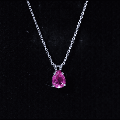 Certified 1.8 Carat Lab Grown Pink Sapphire Teardrop Necklace